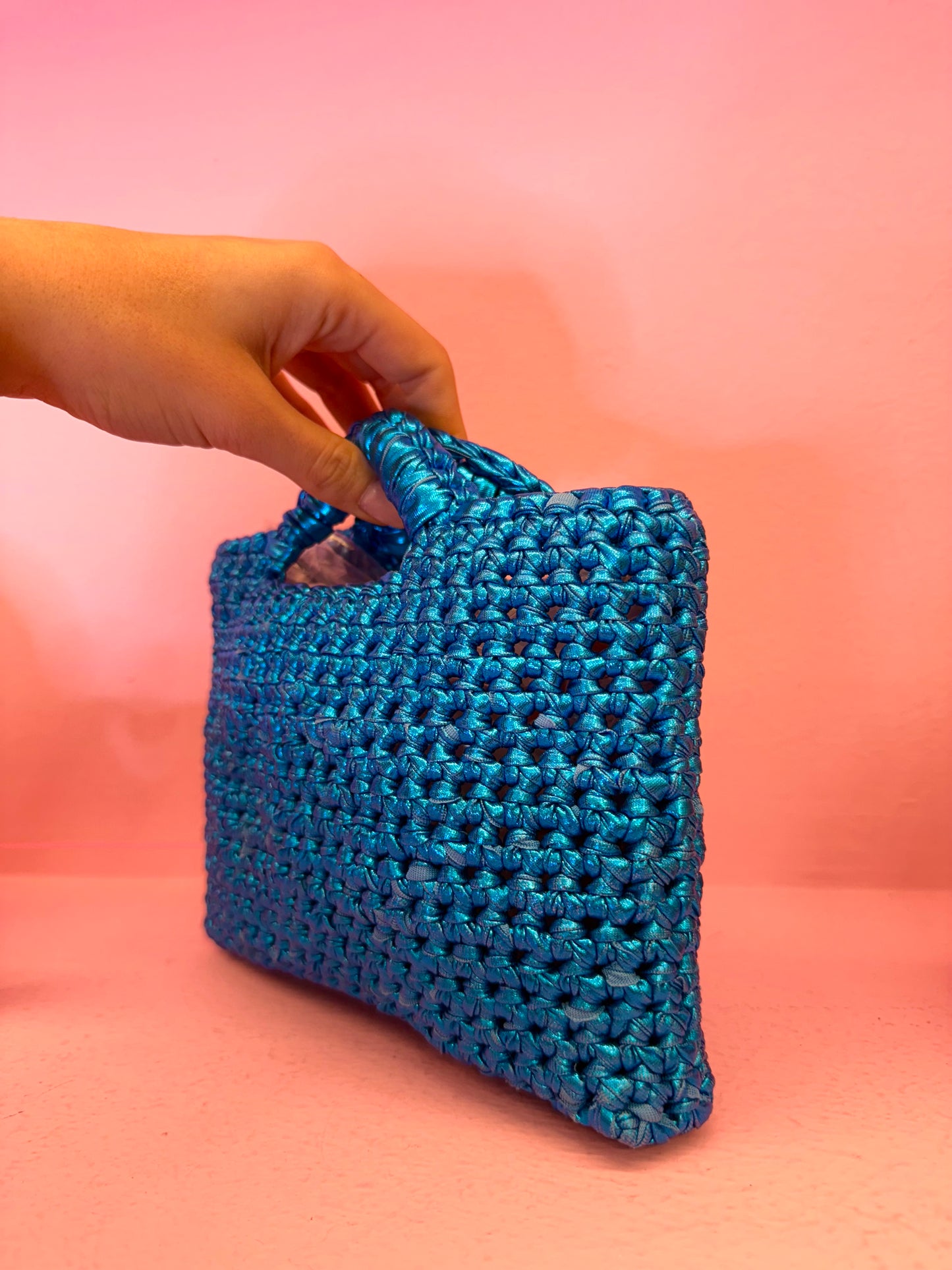 Borsa metal azzurra