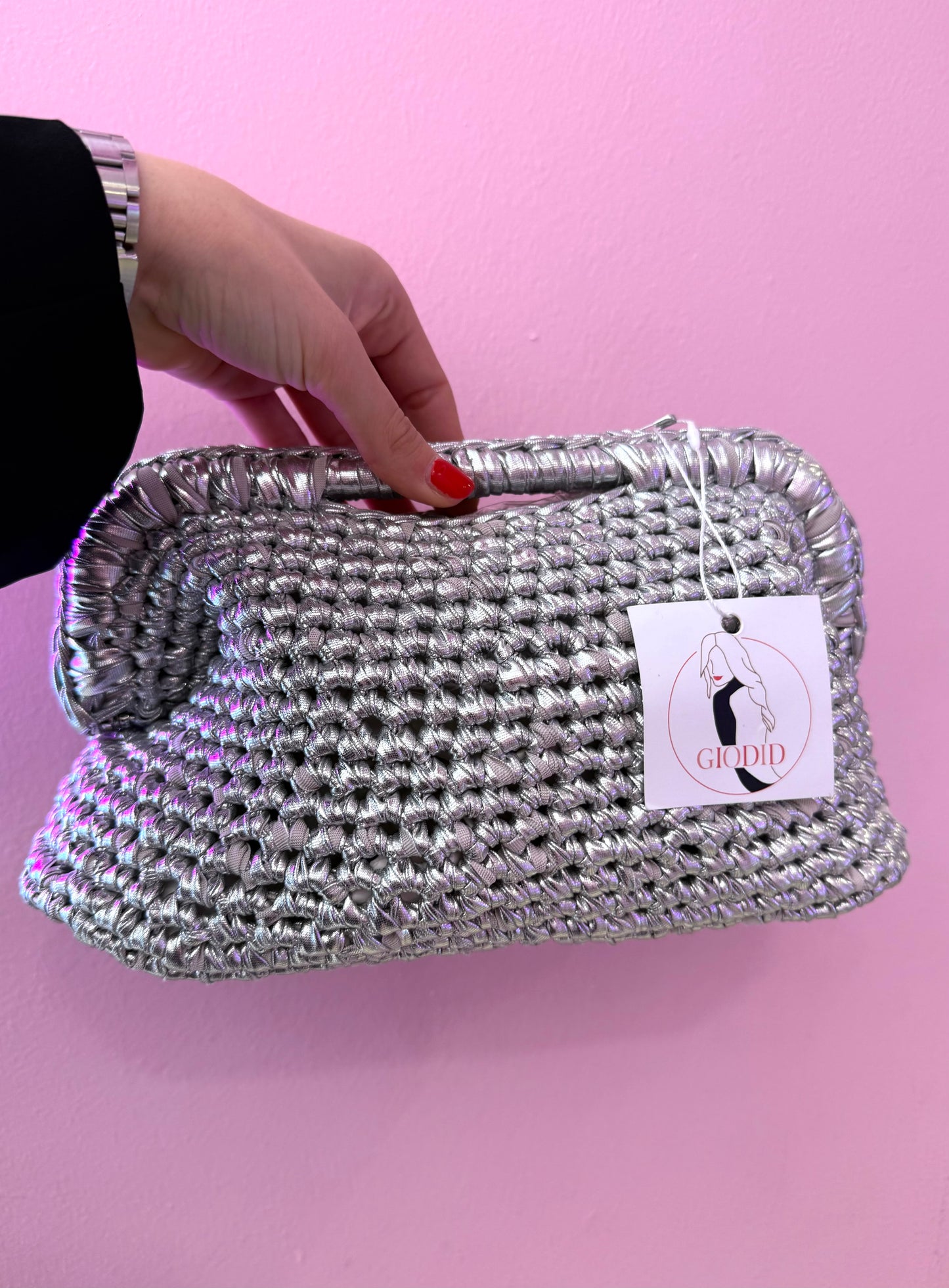 Borsa uncinetto argento