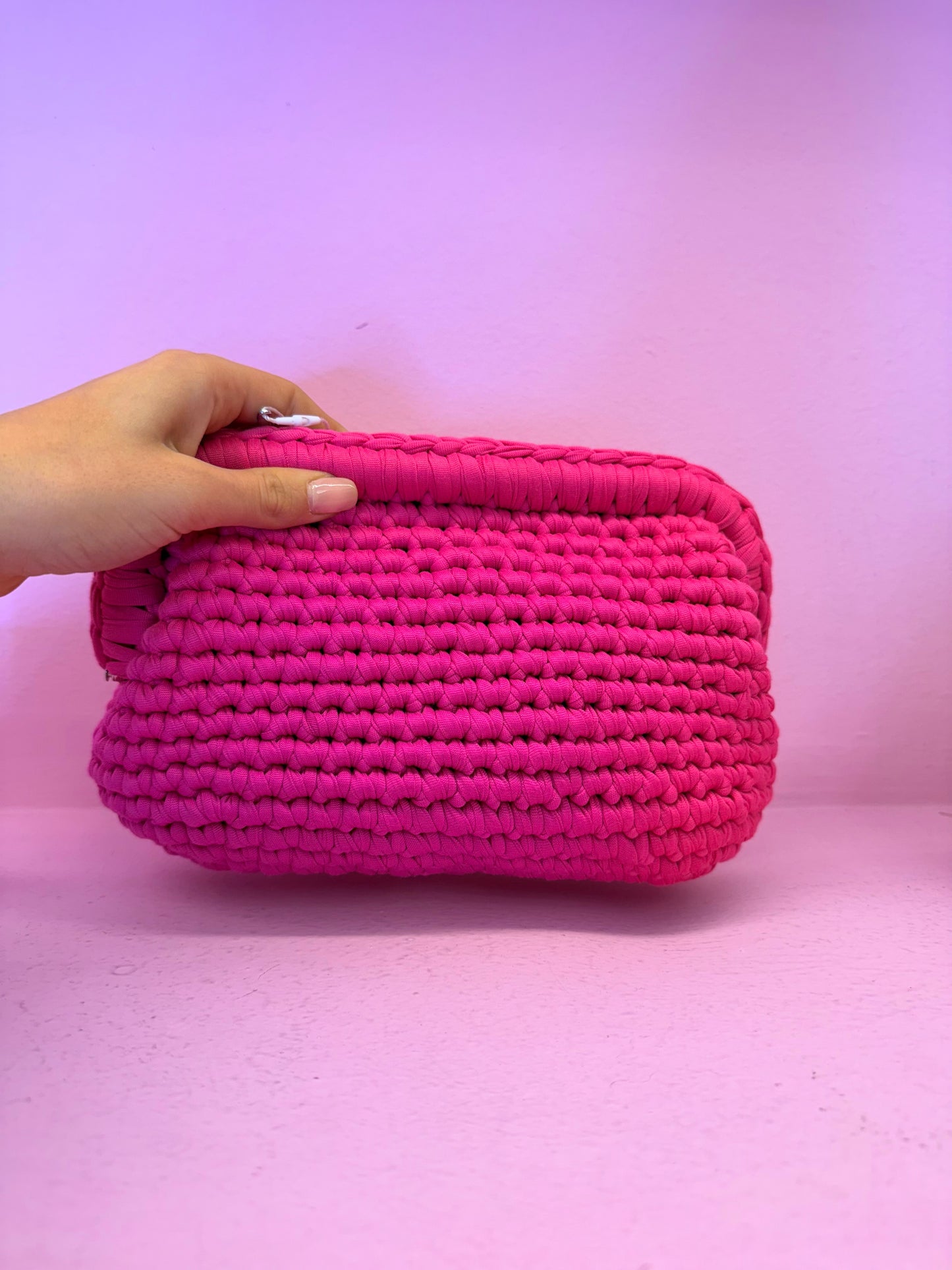 Borsa uncinetto clutch fucsia