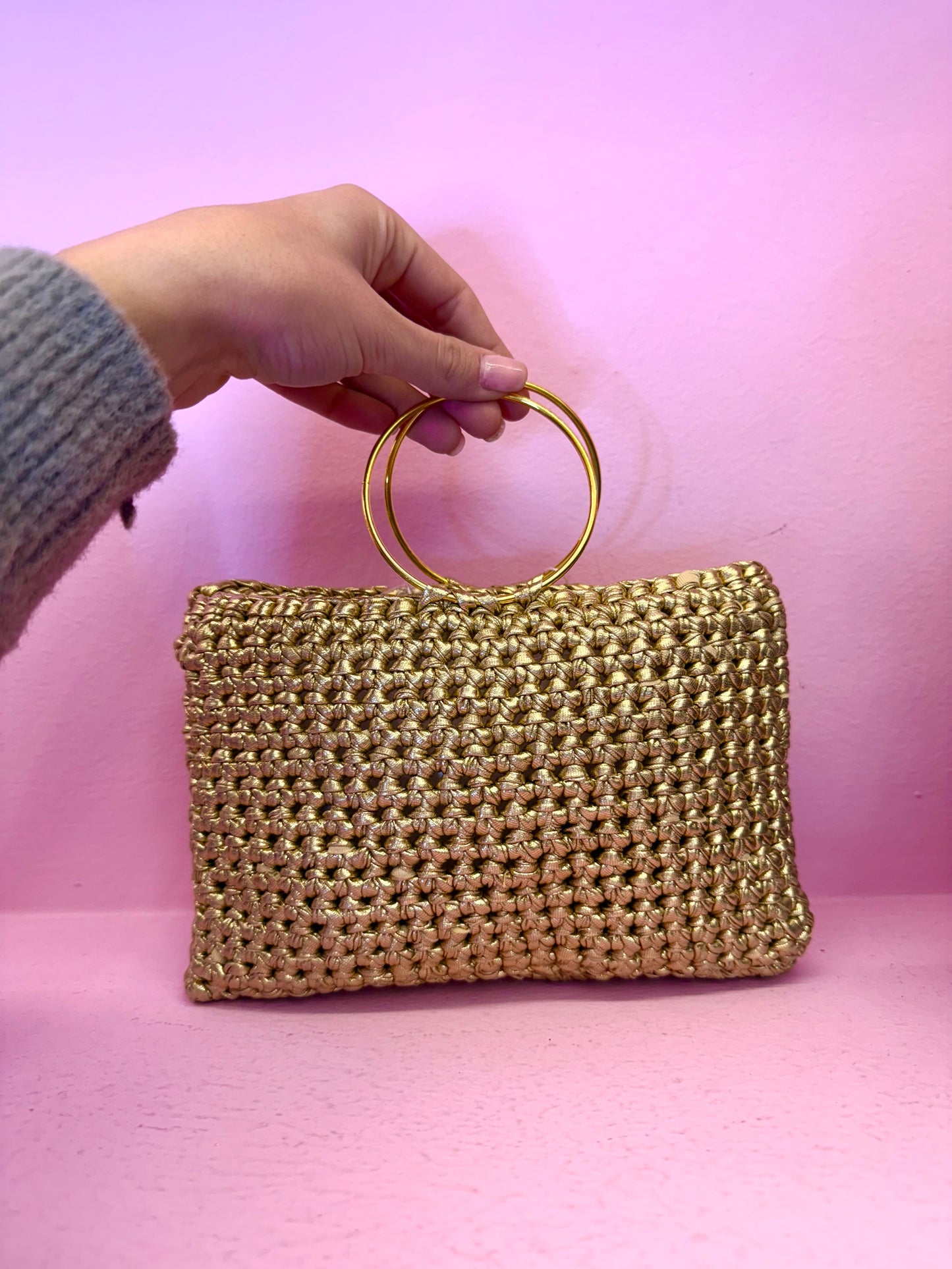 Borsa uncinetto metal oro