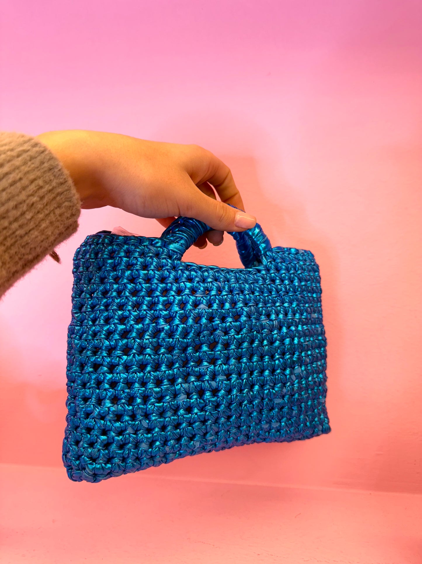 Borsa metal azzurra