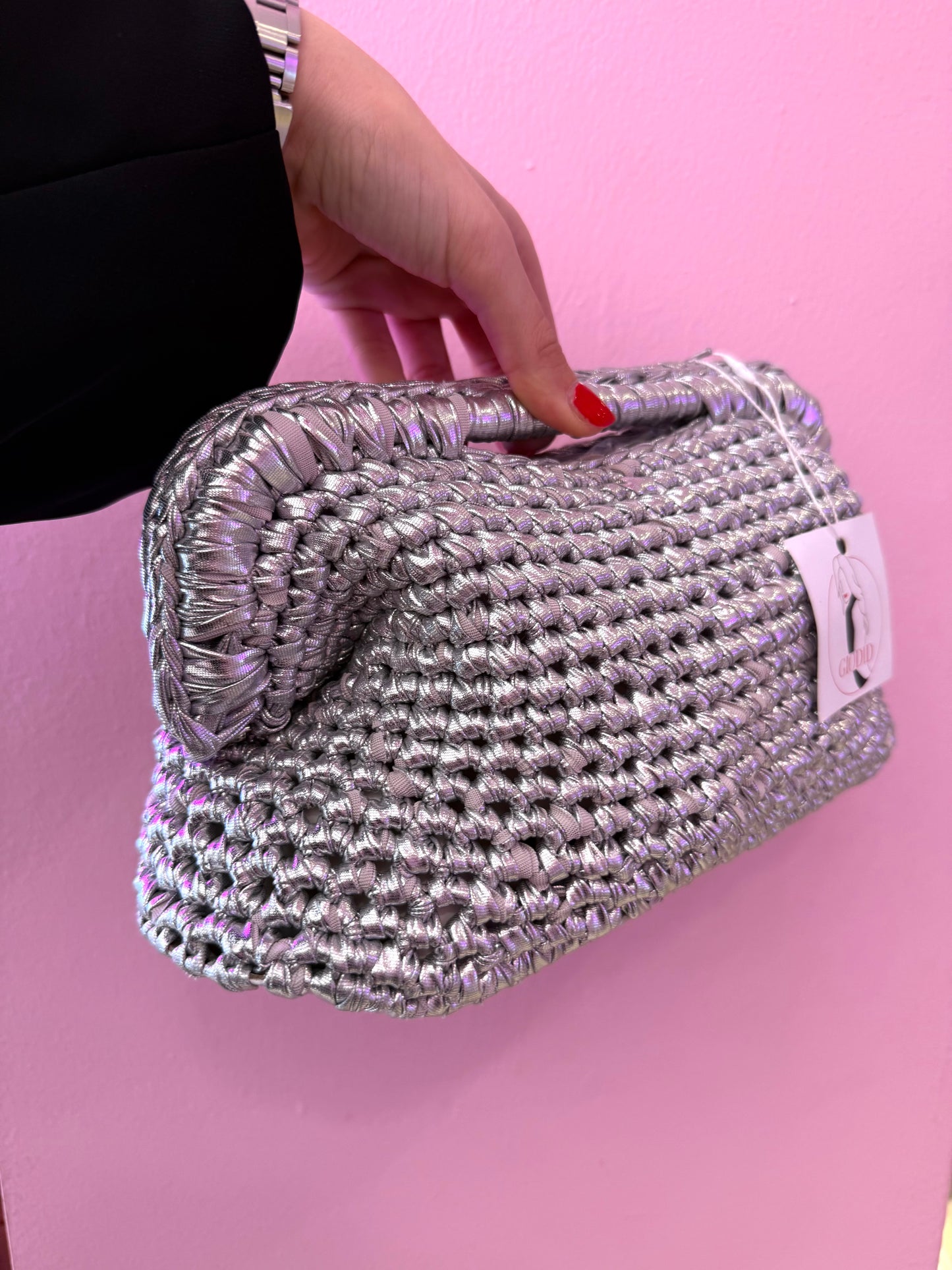 Borsa uncinetto argento