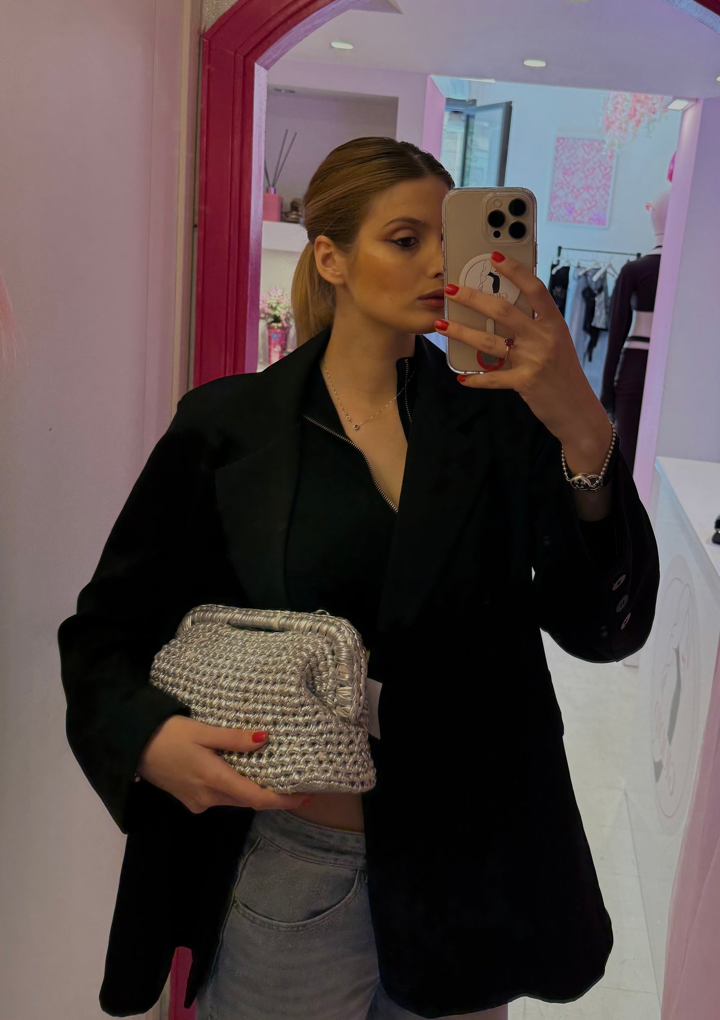 Borsa uncinetto argento