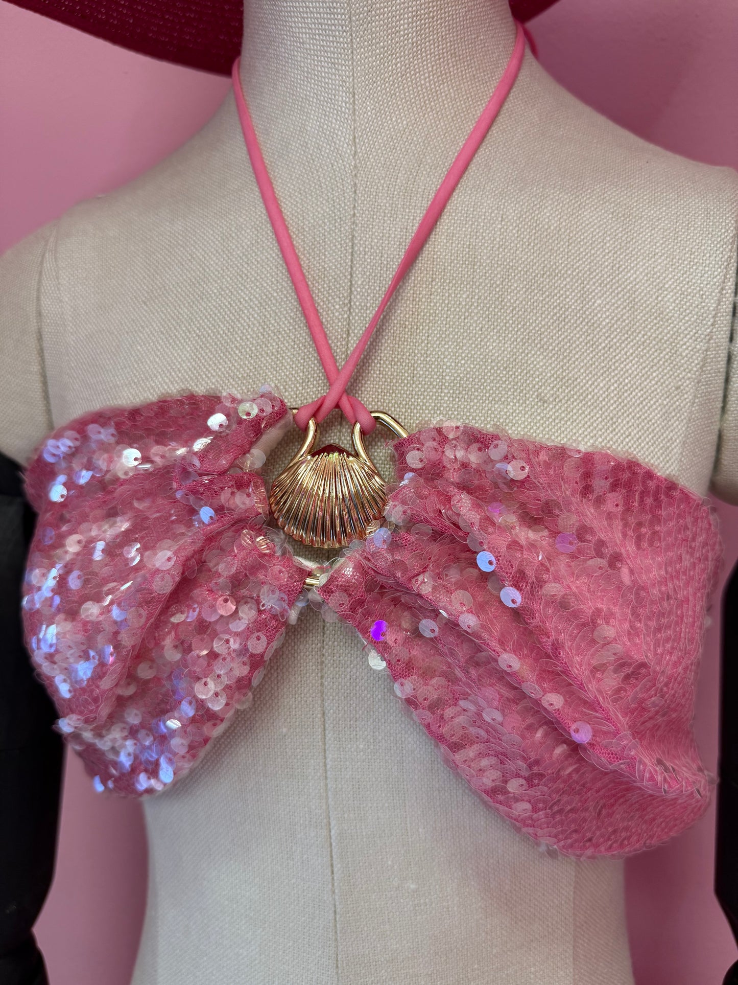 Top conchiglia paillettes