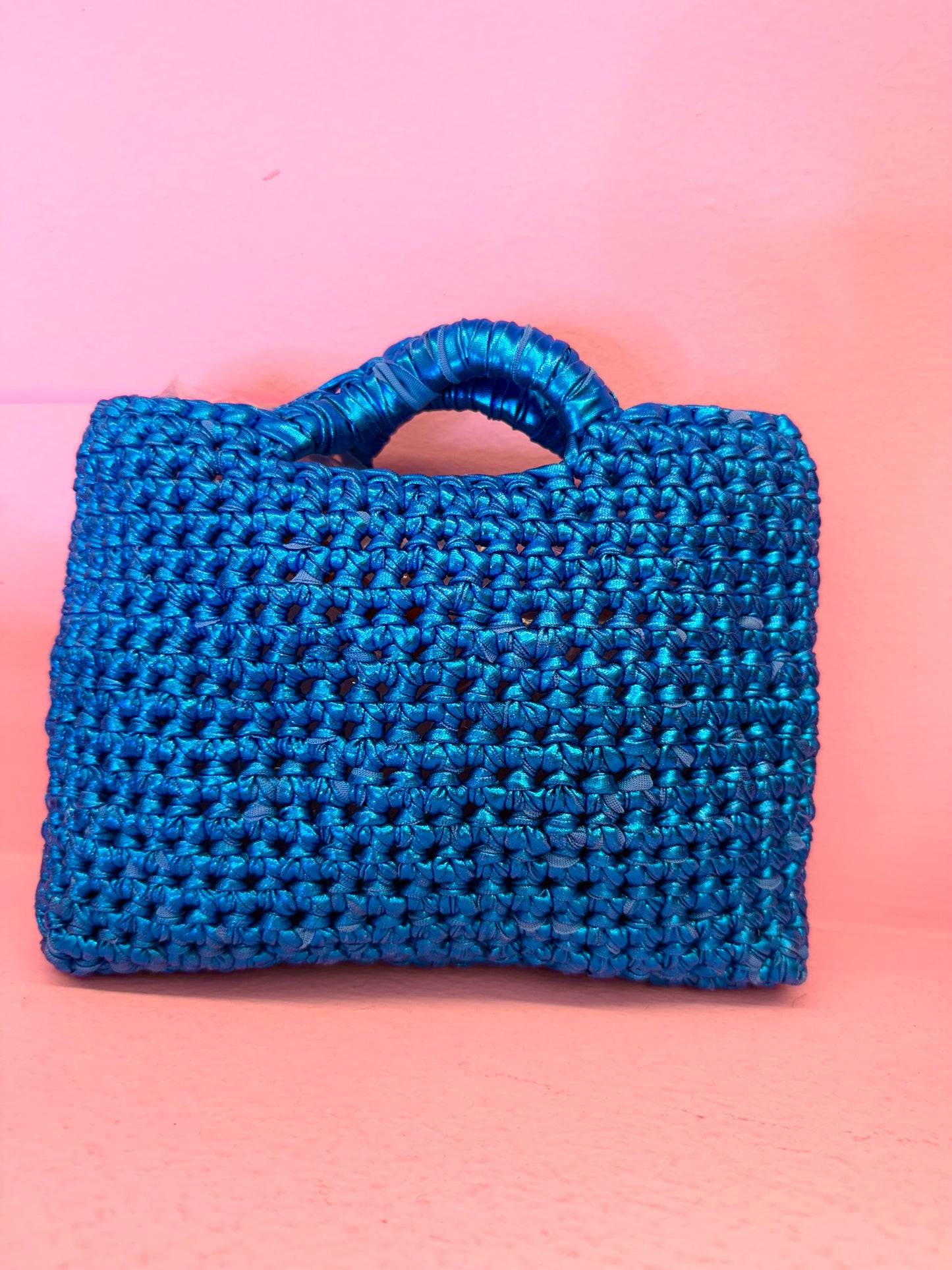 Borsa metal azzurra