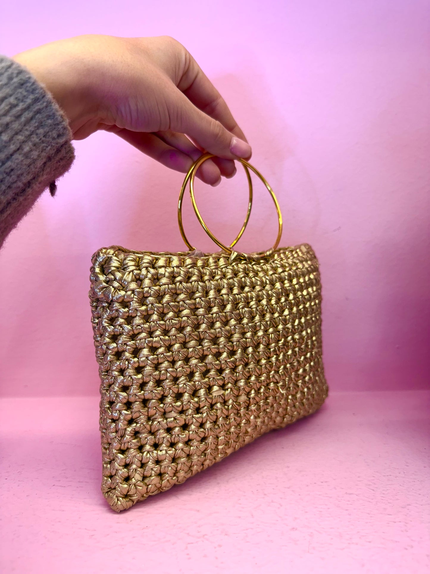 Borsa uncinetto metal oro