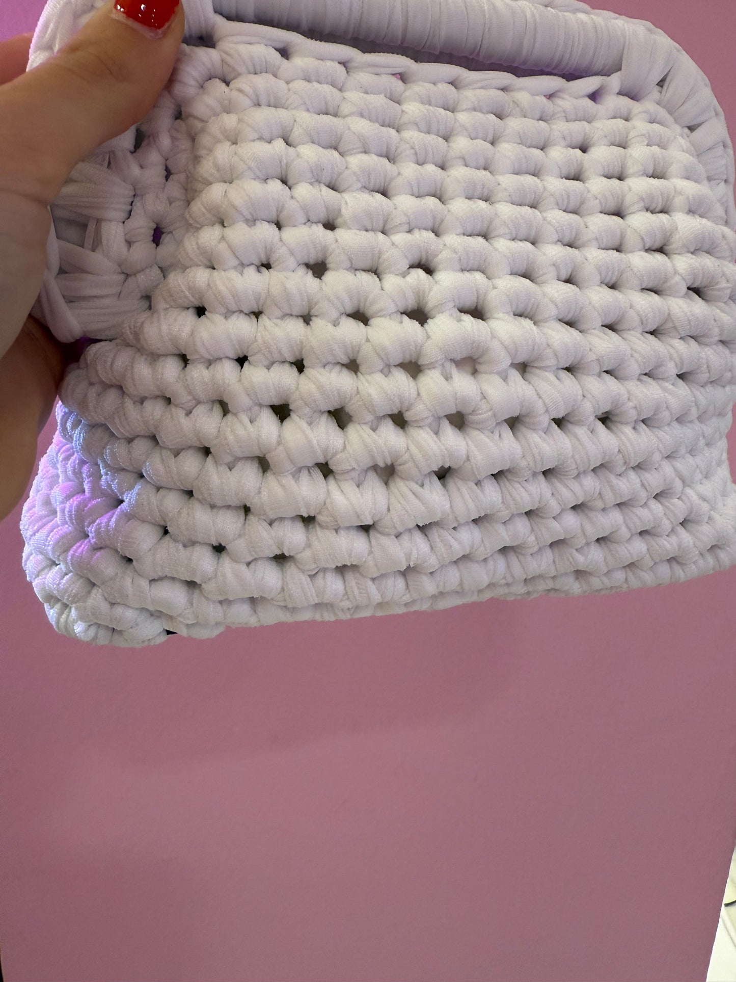 Borsa uncinetto clutch bianca