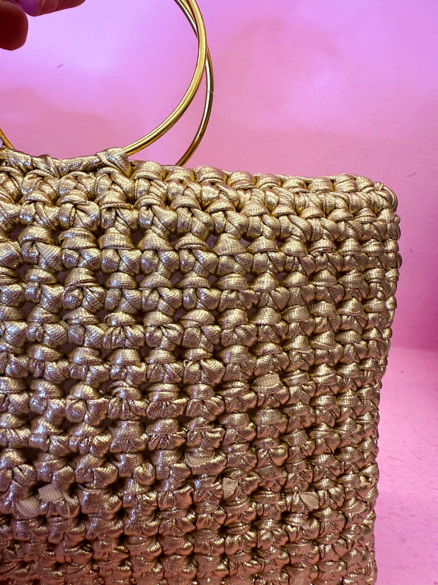 Borsa uncinetto metal oro