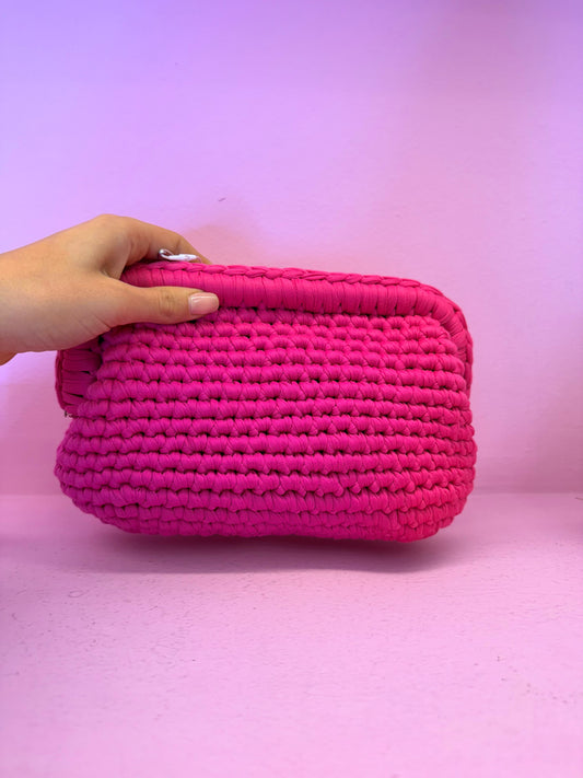 Borsa uncinetto clutch fucsia