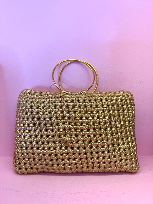 Borsa uncinetto metal oro