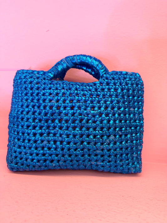 Borsa metal azzurra